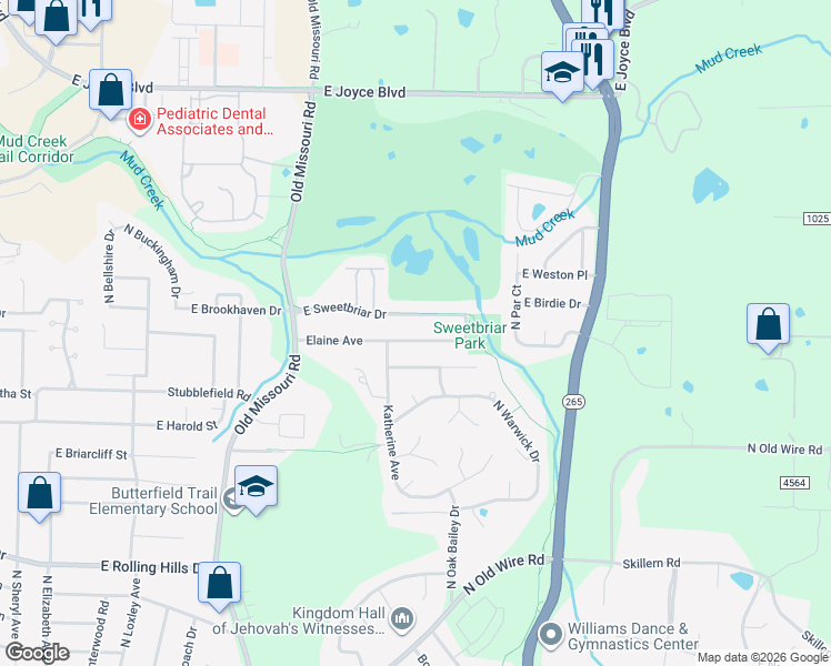 map of restaurants, bars, coffee shops, grocery stores, and more near 2432 Elaine Avenue in Fayetteville