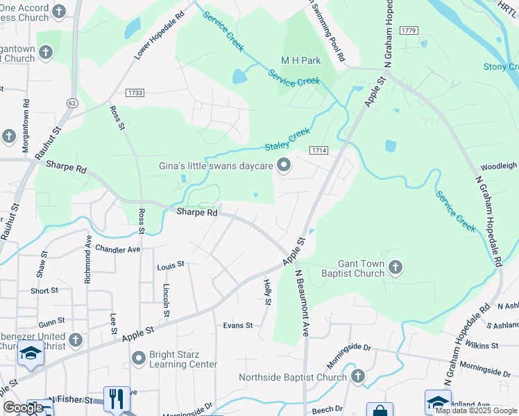 map of restaurants, bars, coffee shops, grocery stores, and more near 1312 Kennedy Court in Burlington