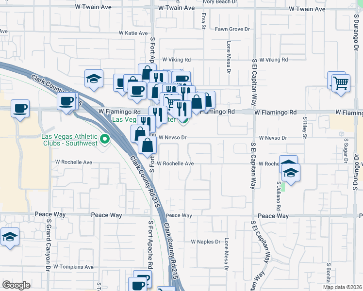map of restaurants, bars, coffee shops, grocery stores, and more near 4216 Sky Sands Street in Las Vegas