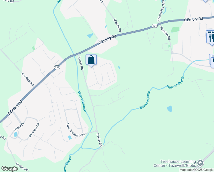 map of restaurants, bars, coffee shops, grocery stores, and more near 7327 Lyle Bend Lane in Knoxville