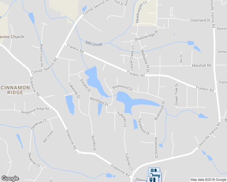 map of restaurants, bars, coffee shops, grocery stores, and more near 200 Riverwood Drive in Lewisville
