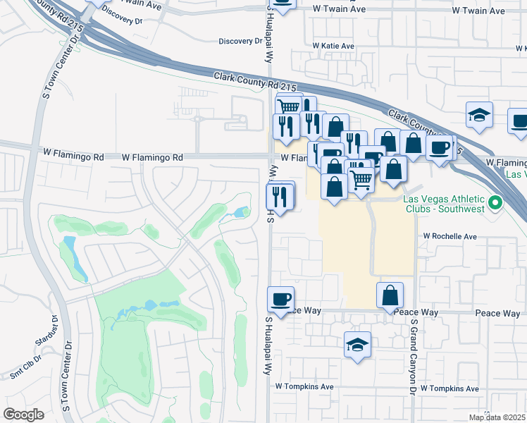 map of restaurants, bars, coffee shops, grocery stores, and more near 4240 Cascada Piazza Lane in Las Vegas