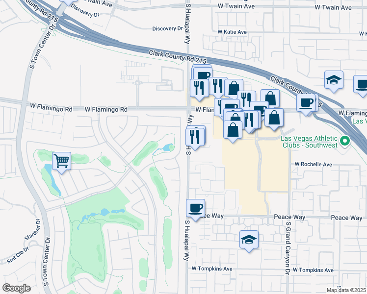 map of restaurants, bars, coffee shops, grocery stores, and more near 4240 Cascada Piazza Lane in Las Vegas