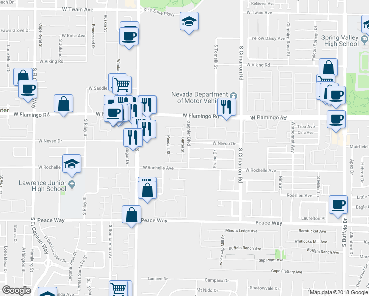 map of restaurants, bars, coffee shops, grocery stores, and more near 8419 Diamond Dust Drive in Las Vegas