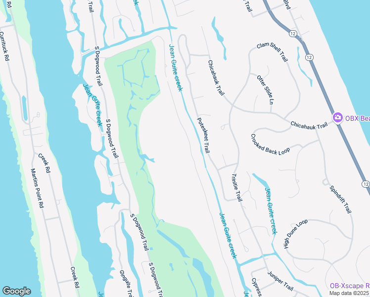 map of restaurants, bars, coffee shops, grocery stores, and more near 119 Duck Woods Drive in Kitty Hawk