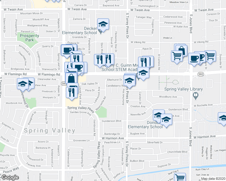 map of restaurants, bars, coffee shops, grocery stores, and more near 4210 Candleberry Court in Las Vegas