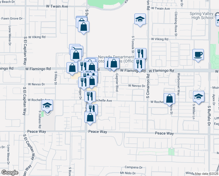 map of restaurants, bars, coffee shops, grocery stores, and more near 8419 Diamond Dust Drive in Las Vegas