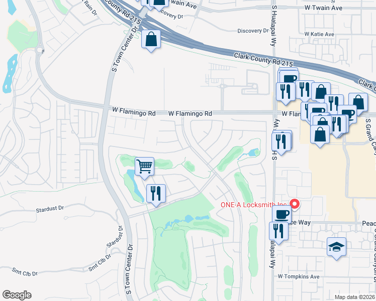 map of restaurants, bars, coffee shops, grocery stores, and more near 10503 Angelo Tenero Avenue in Las Vegas