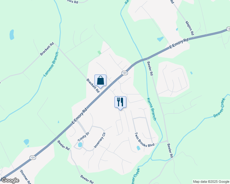 map of restaurants, bars, coffee shops, grocery stores, and more near 6700 Gary Walker Lane in Knoxville