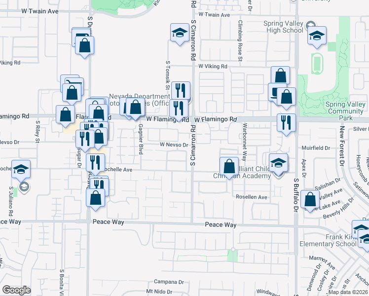 map of restaurants, bars, coffee shops, grocery stores, and more near 8232 Fame Avenue in Las Vegas