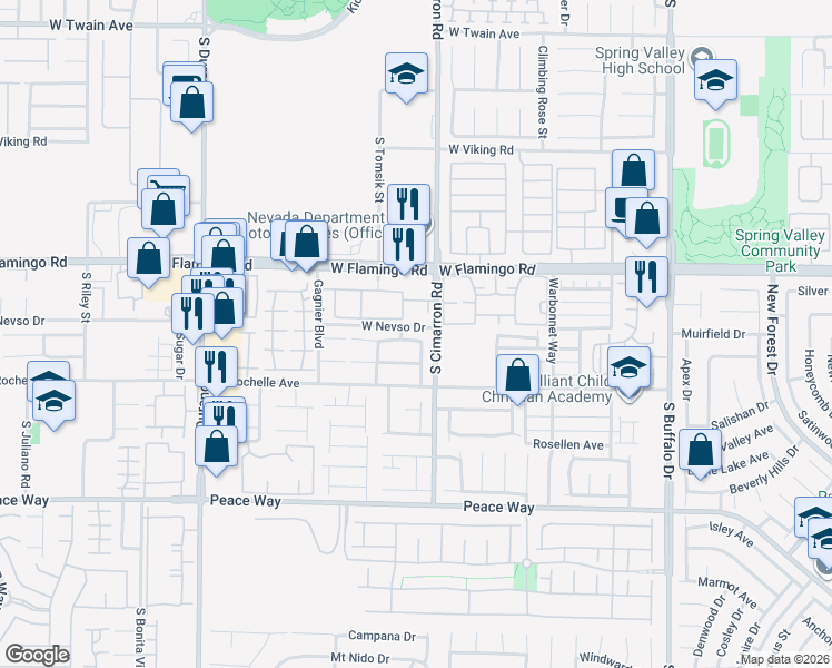 map of restaurants, bars, coffee shops, grocery stores, and more near 4220 Applause Way in Las Vegas