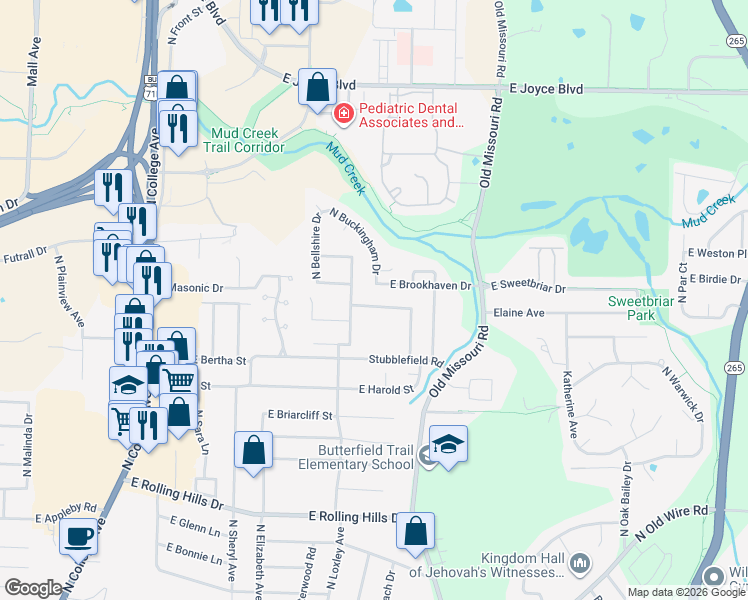 map of restaurants, bars, coffee shops, grocery stores, and more near 1768 Manchester Drive in Fayetteville