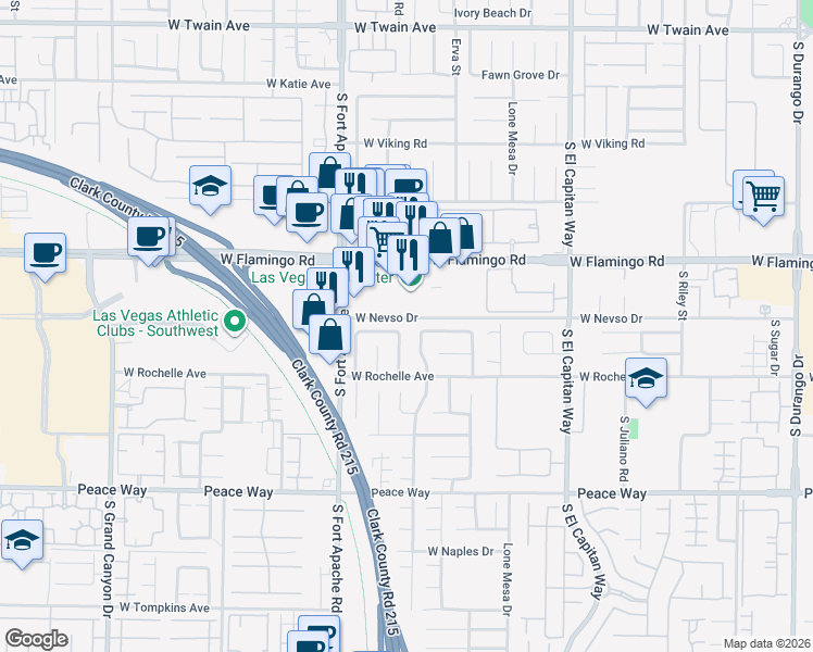 map of restaurants, bars, coffee shops, grocery stores, and more near 4216 Sky Sands Street in Las Vegas
