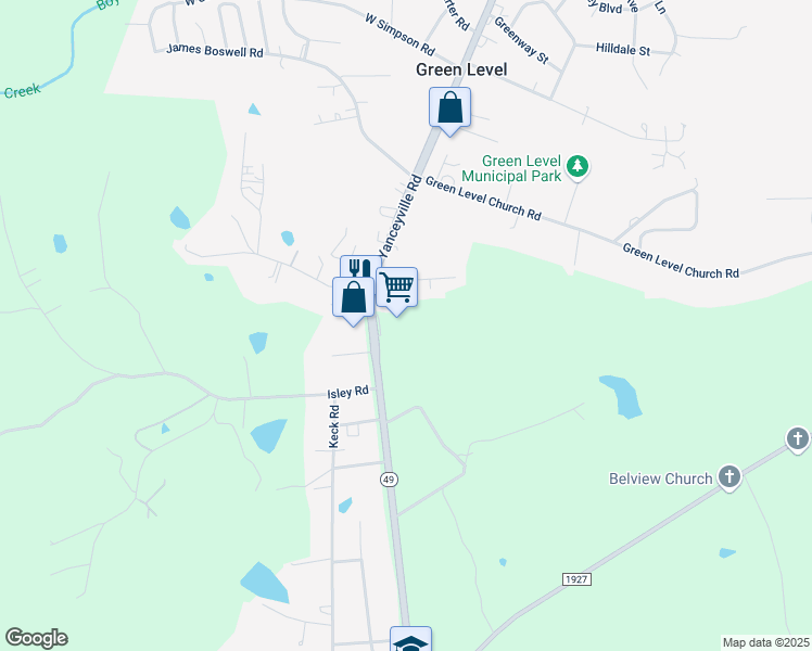 map of restaurants, bars, coffee shops, grocery stores, and more near 1125 Roxboro Road in Haw River