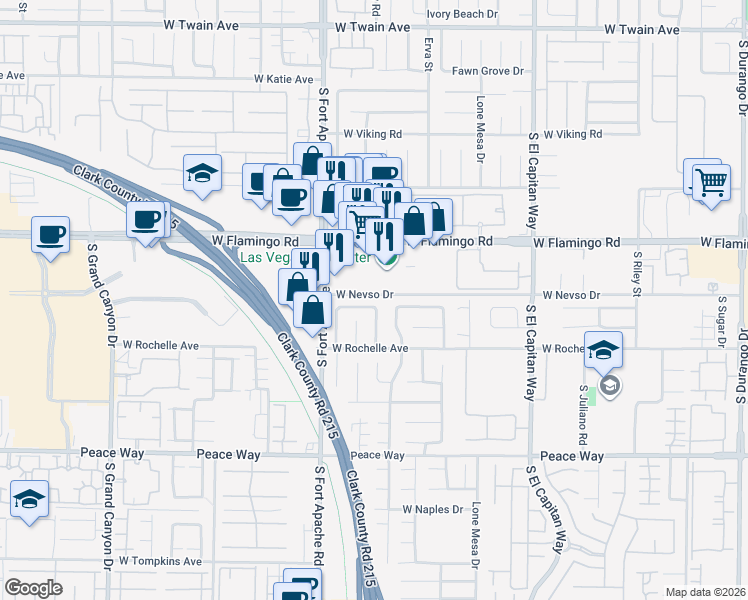 map of restaurants, bars, coffee shops, grocery stores, and more near 9300 Cool Creek Avenue in Las Vegas