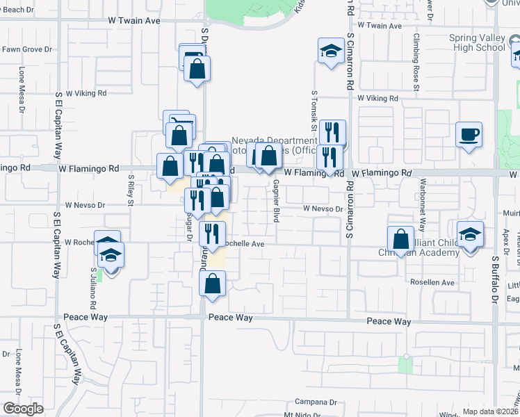 map of restaurants, bars, coffee shops, grocery stores, and more near 8442 Diamond Dust Drive in Las Vegas