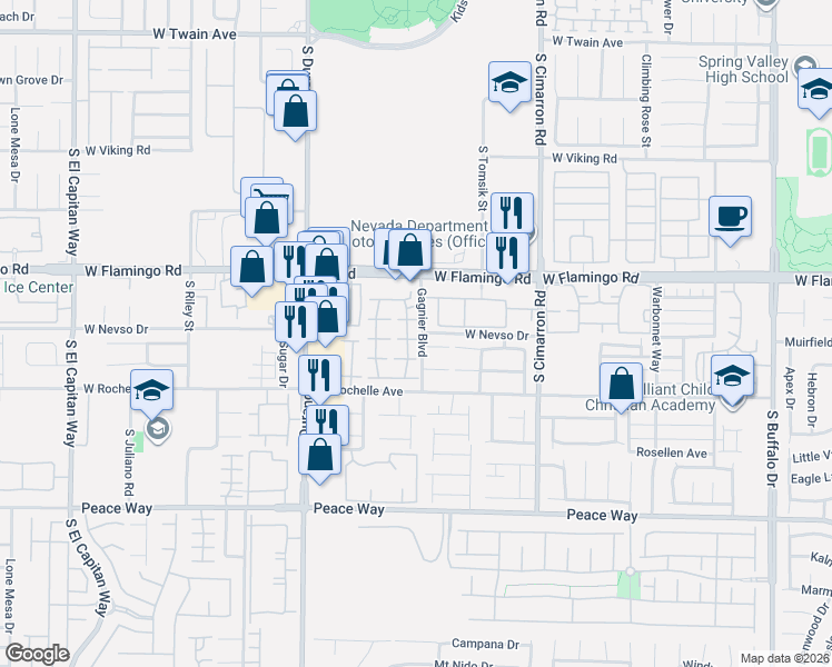 map of restaurants, bars, coffee shops, grocery stores, and more near 8419 Diamond Dust Drive in Las Vegas