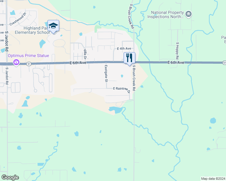 map of restaurants, bars, coffee shops, grocery stores, and more near 3122 East Peachtree Avenue in Stillwater