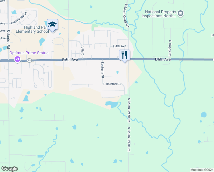 map of restaurants, bars, coffee shops, grocery stores, and more near 3122 East Peachtree Avenue in Stillwater