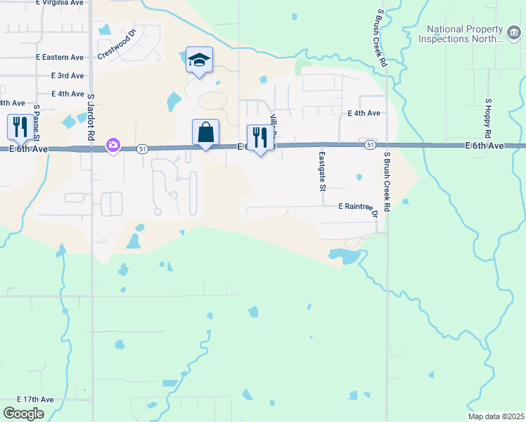 map of restaurants, bars, coffee shops, grocery stores, and more near 2803 East Raintree Drive in Stillwater