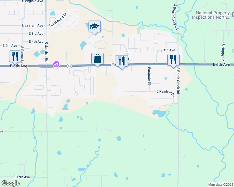 map of restaurants, bars, coffee shops, grocery stores, and more near 2703 East 6th Avenue in Stillwater