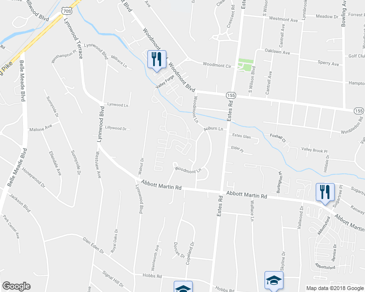 map of restaurants, bars, coffee shops, grocery stores, and more near 159 Charleston Park in Nashville