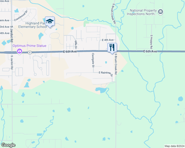 map of restaurants, bars, coffee shops, grocery stores, and more near 3027 East Raintree Drive in Stillwater