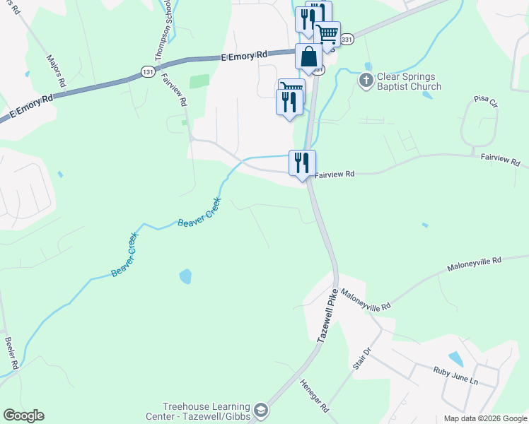 map of restaurants, bars, coffee shops, grocery stores, and more near 7001 Calvary Way in Knox County