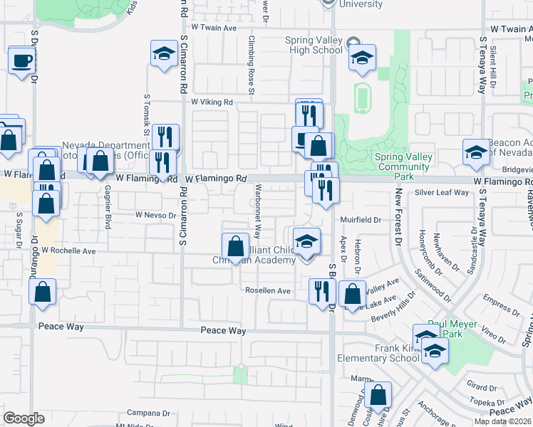 map of restaurants, bars, coffee shops, grocery stores, and more near 7978 West Nevso Drive in Las Vegas