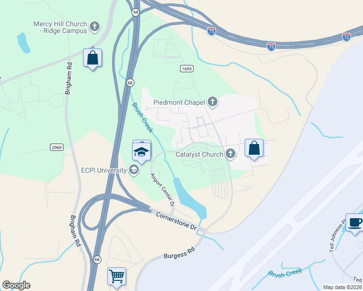map of restaurants, bars, coffee shops, grocery stores, and more near 231 Blue Robin Way in Greensboro