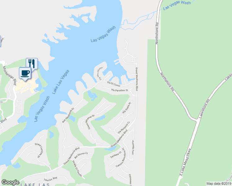 map of restaurants, bars, coffee shops, grocery stores, and more near 27 Via Paradiso Street in Henderson