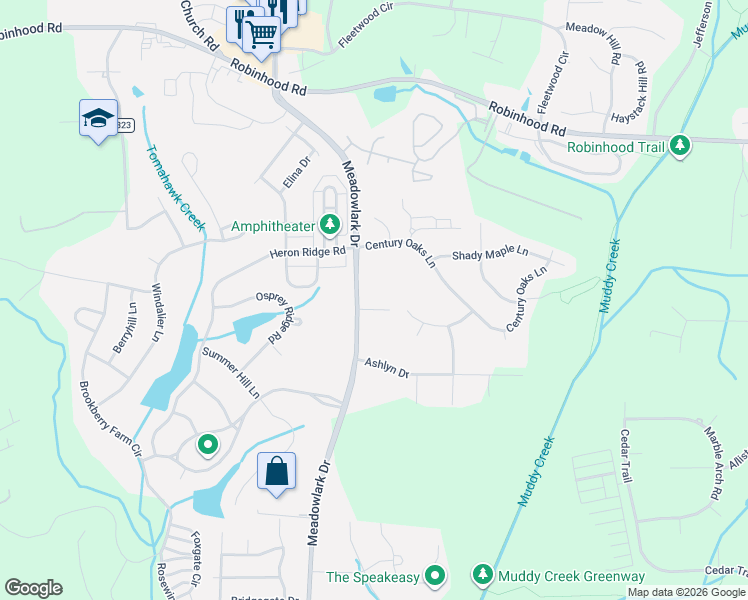 map of restaurants, bars, coffee shops, grocery stores, and more near 941 Meadowlark Drive in Winston-Salem