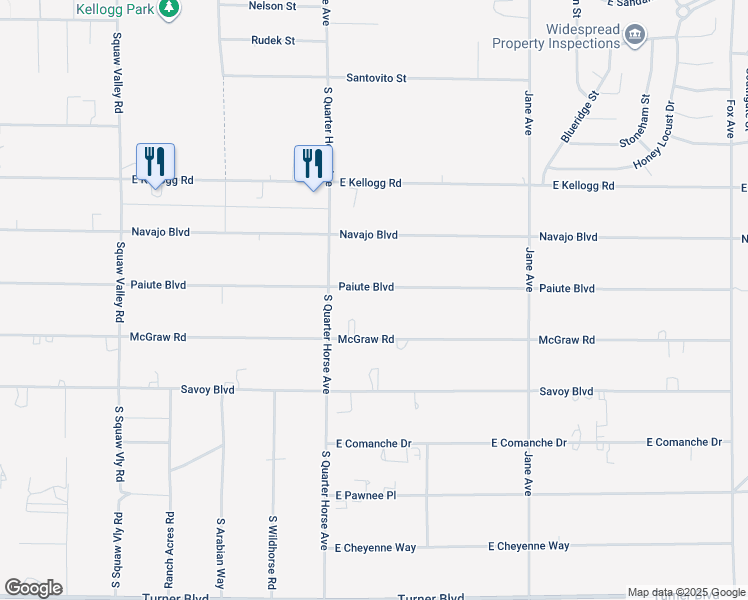 map of restaurants, bars, coffee shops, grocery stores, and more near 4101 Paiute Boulevard in Pahrump