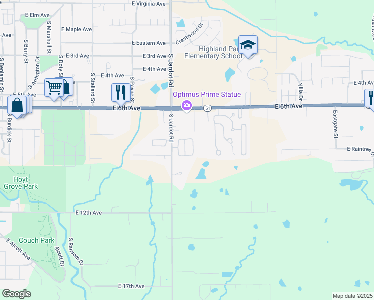 map of restaurants, bars, coffee shops, grocery stores, and more near 20 Oakwood Drive in Stillwater