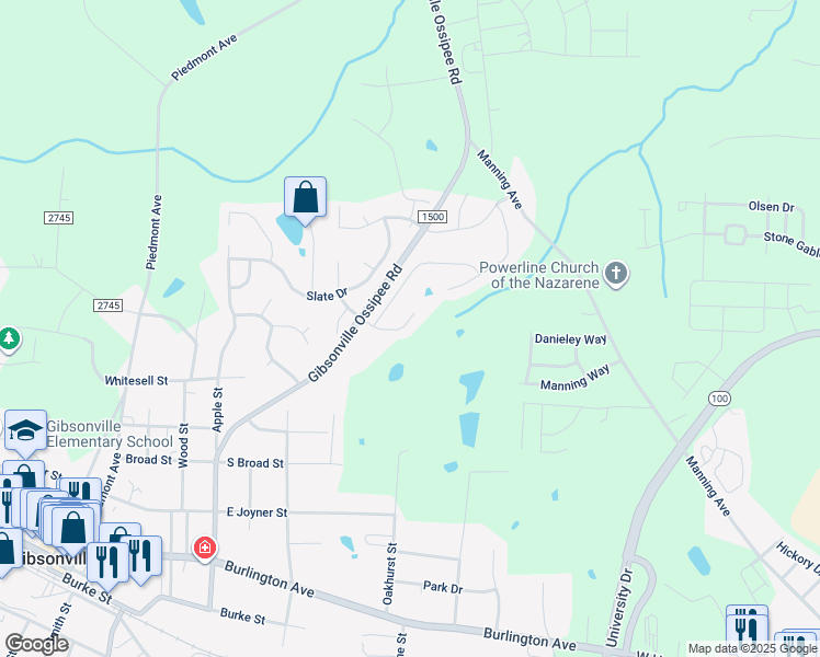 map of restaurants, bars, coffee shops, grocery stores, and more near 216 Triumph Drive in Elon