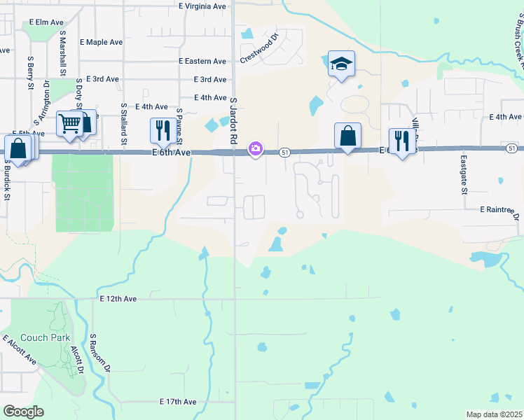 map of restaurants, bars, coffee shops, grocery stores, and more near 113 Pinewood Circle in Stillwater