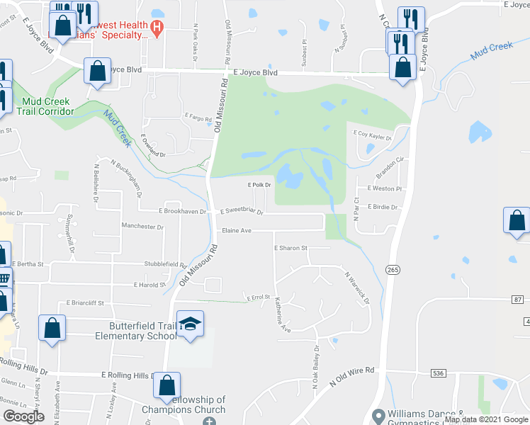 map of restaurants, bars, coffee shops, grocery stores, and more near 3499 North Greenbriar Drive in Fayetteville