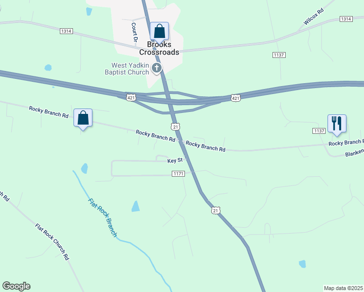 map of restaurants, bars, coffee shops, grocery stores, and more near 2825 U.S. 21 in Hamptonville