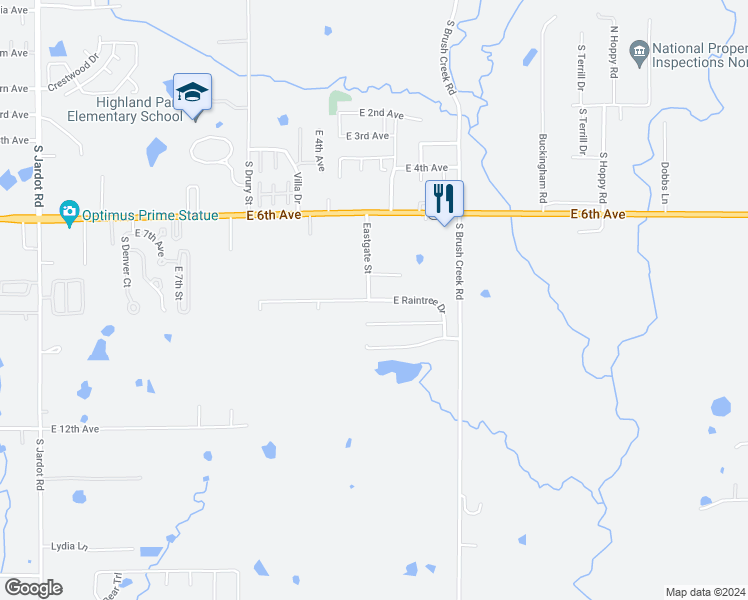 map of restaurants, bars, coffee shops, grocery stores, and more near 3113 East Raintree Drive in Stillwater