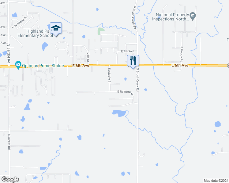 map of restaurants, bars, coffee shops, grocery stores, and more near 3137 East Raintree Drive in Stillwater