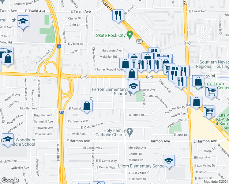 map of restaurants, bars, coffee shops, grocery stores, and more near 4194 Gibraltar Street in Las Vegas