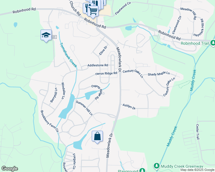 map of restaurants, bars, coffee shops, grocery stores, and more near 1382 Stable Bend Lane in Winston-Salem