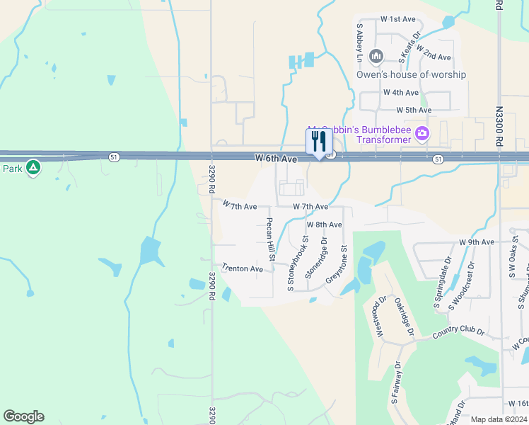 map of restaurants, bars, coffee shops, grocery stores, and more near 5713 West 7th Avenue in Stillwater