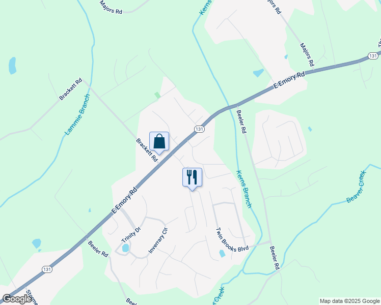 map of restaurants, bars, coffee shops, grocery stores, and more near 6700 Gary Walker Lane in Knoxville