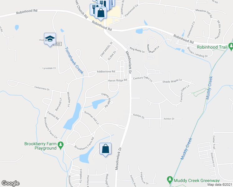 map of restaurants, bars, coffee shops, grocery stores, and more near 1382 Stable Bend Lane in Winston-Salem