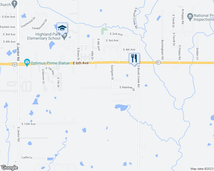 map of restaurants, bars, coffee shops, grocery stores, and more near 3010 East Raintree Drive in Stillwater
