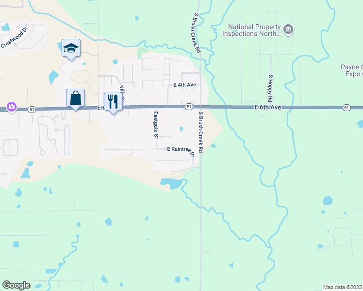 map of restaurants, bars, coffee shops, grocery stores, and more near 806 South Brush Creek Road in Stillwater