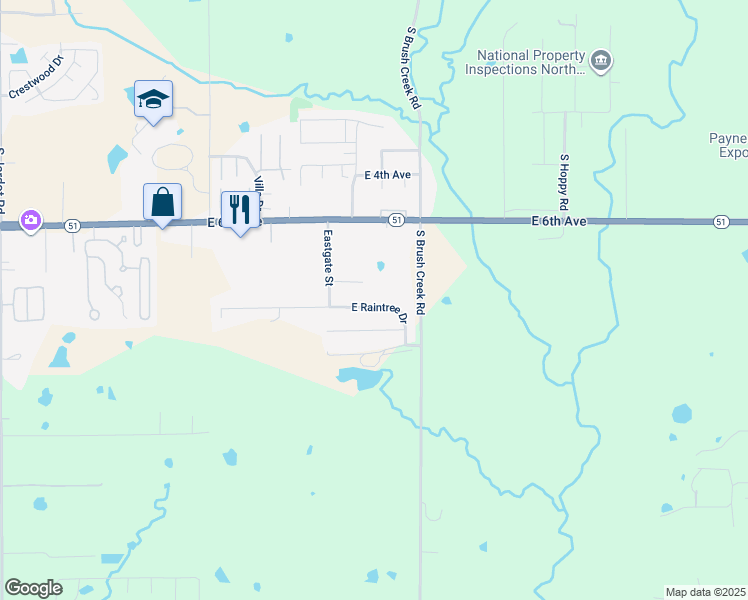 map of restaurants, bars, coffee shops, grocery stores, and more near 806 South Brush Creek Road in Stillwater