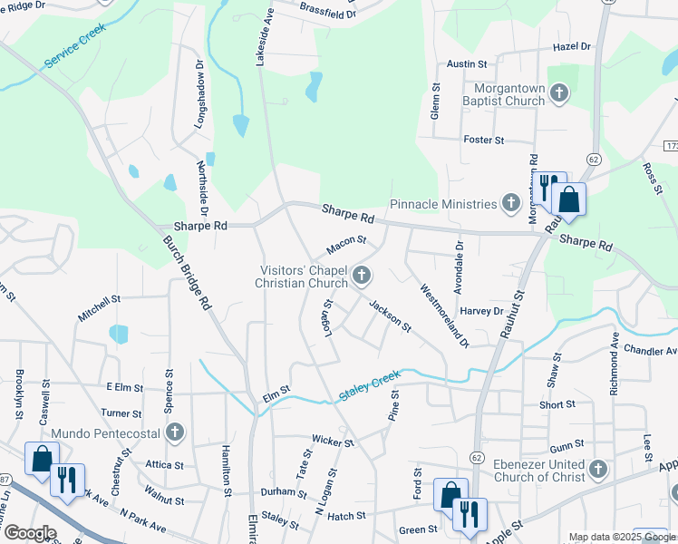 map of restaurants, bars, coffee shops, grocery stores, and more near 1403 Jackson Street in Burlington