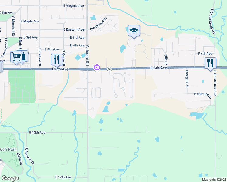 map of restaurants, bars, coffee shops, grocery stores, and more near 2305 East 6th Avenue in Stillwater